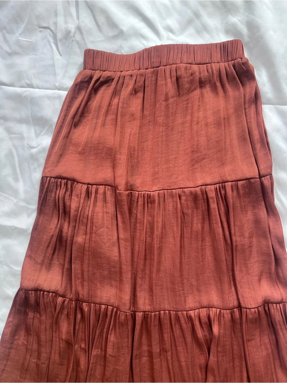 stradivarius Tiered Maxi Skirt in Rust Brown